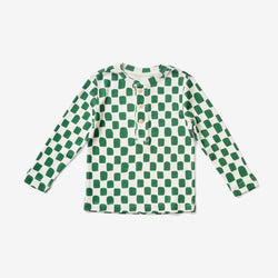 Long Sleeve Henley - Checker | Juniper