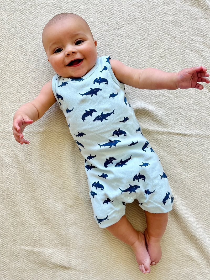 Baby Tank Romper - Shark | Denim