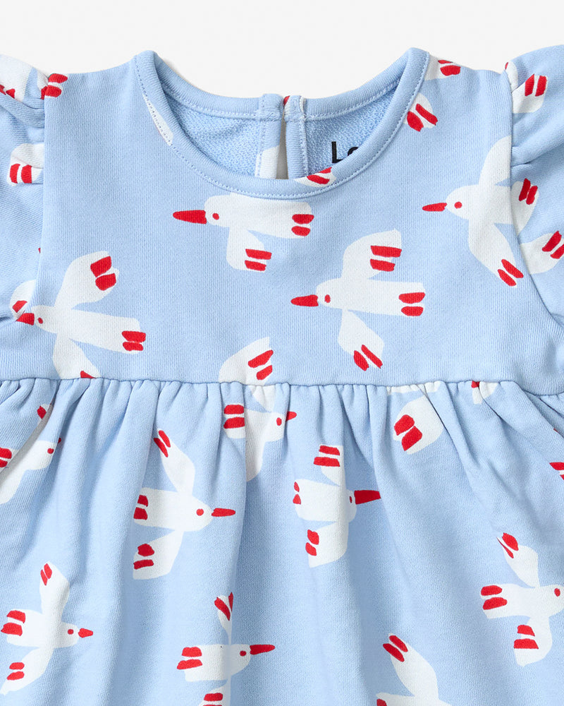 Balloon Sleeve Dress - Bird | Sky