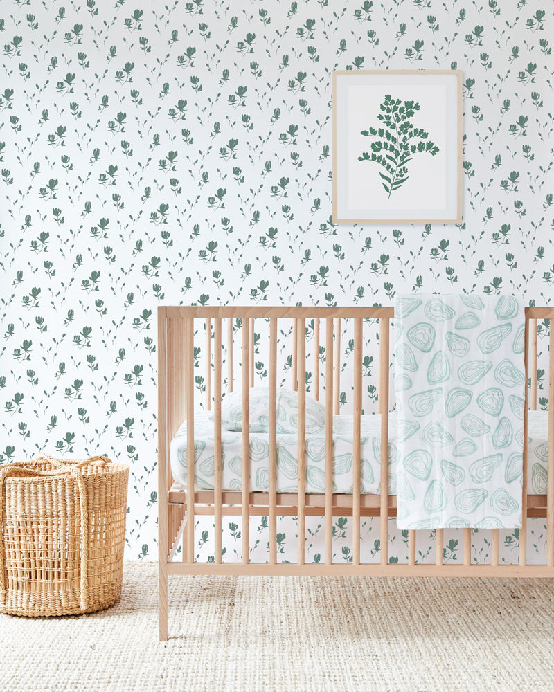 Organic Cotton Crib Sheets by Lewis - Oyster in Agave